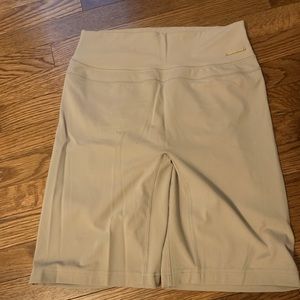Gymshark x Whitney Simmons tan bike shorts